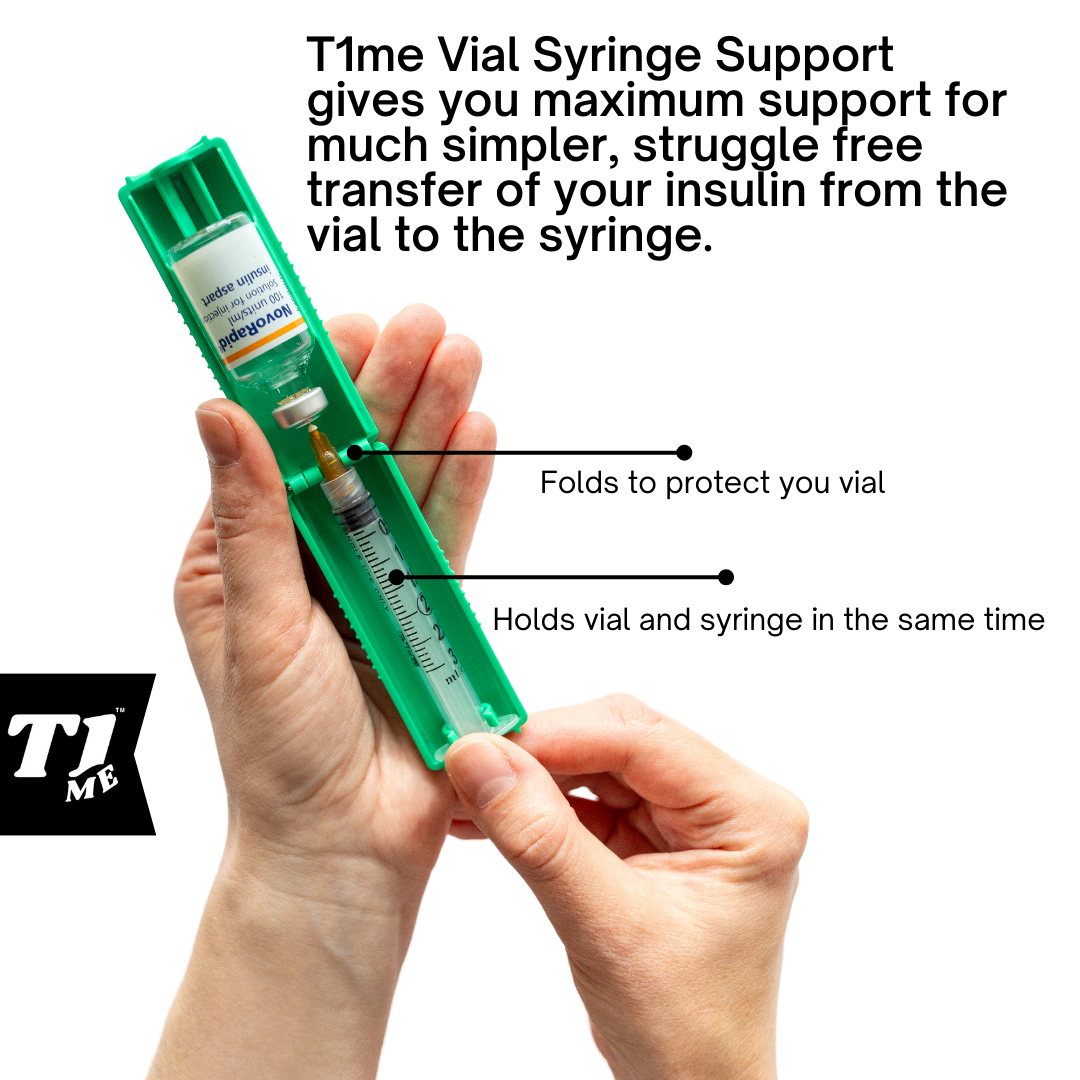 Tandem t:Slim T1me Vial Syringe Insulin Filling Support, Insulin Transfer Device for Type 1 Type 2 Diabetes, Bottle Protector Case, Vial Holder (Green)