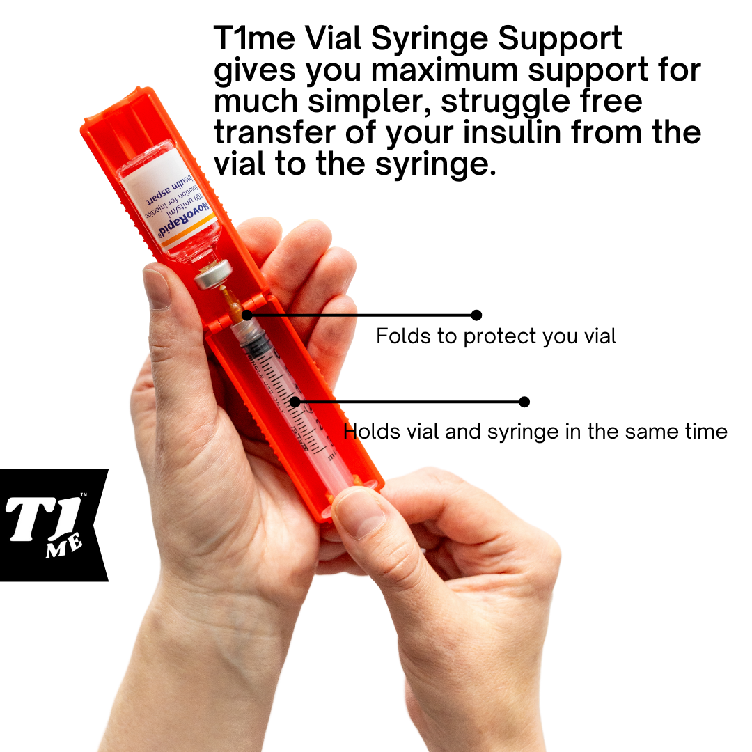 Tandem t:Slim T1me Vial Syringe Insulin Filling Support, Insulin Transfer Device for Type 1 Type 2 Diabetes, Bottle Protector Case, Vial Holder (Red)