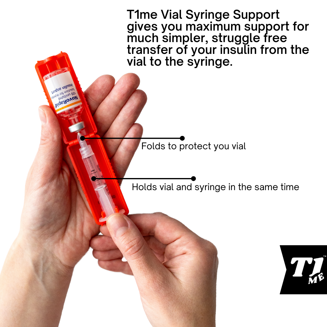 Omnipod T1me Vial Syringe Insulin Filling Support, Insulin transfer device for Type 1 Type 2 diabetes, Bottle Protector Case, Vial Holder (Red)