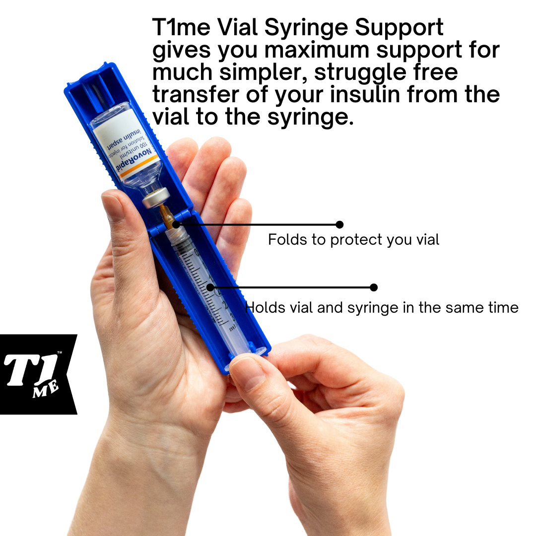 Tandem t:Slim T1me Vial Syringe Insulin Filling Support, Insulin Transfer Device for Type 1 Type 2 Diabetes, Bottle Protector Case, Vial Holder (Blue)