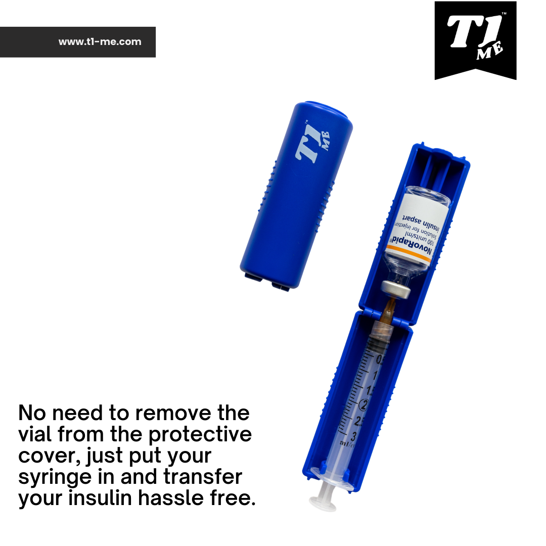 Tandem t:Slim T1me Vial Syringe Insulin Filling Support, Insulin Transfer Device for Type 1 Type 2 Diabetes, Bottle Protector Case, Vial Holder (Blue)