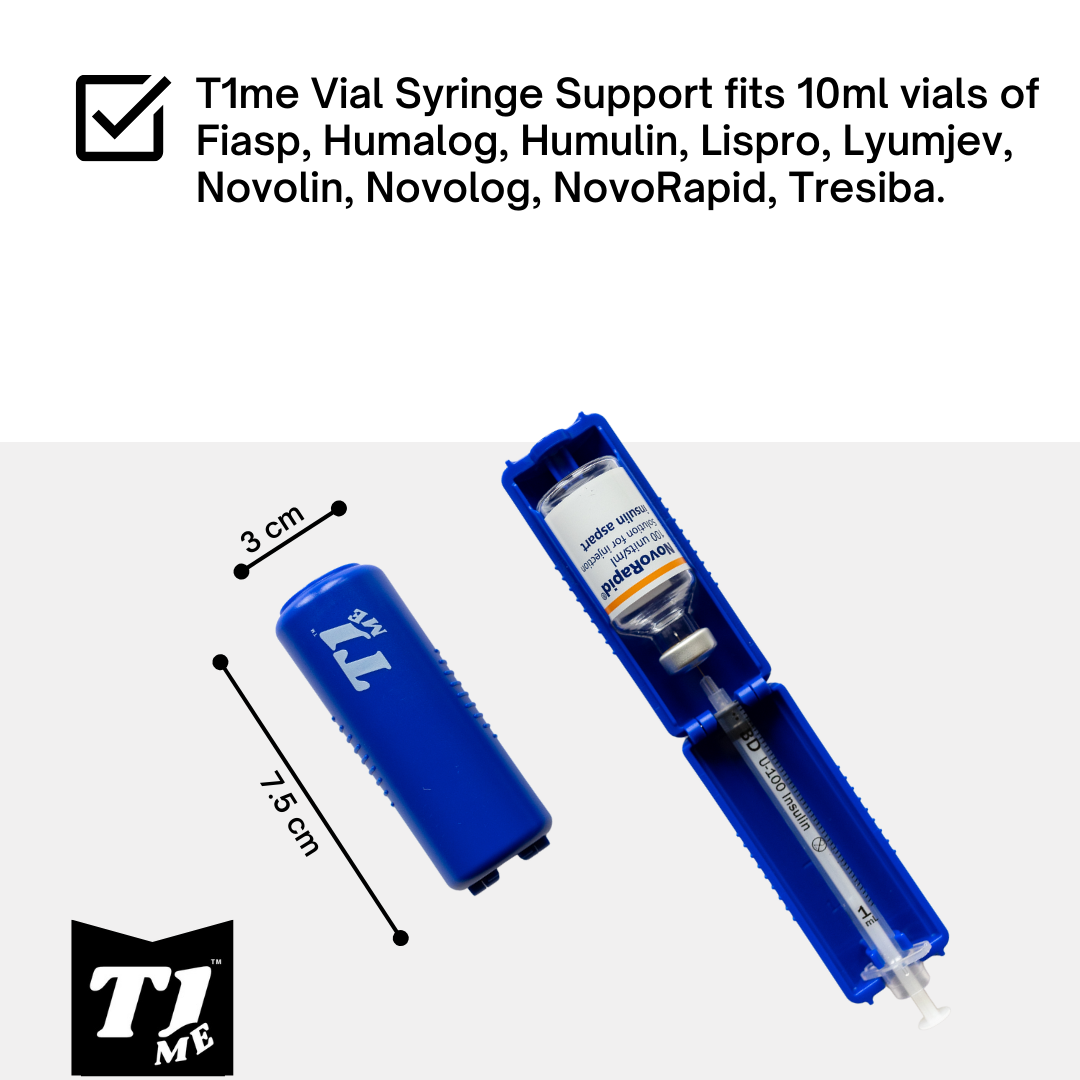 1ml U-100 disposable syringe T1me Vial Syringe Insulin Filling Support (BD Micro-Fine and other insulin syringe), Insulin transfer device for diabetes, Bottle Protector Case, Vial Holder (Blue)