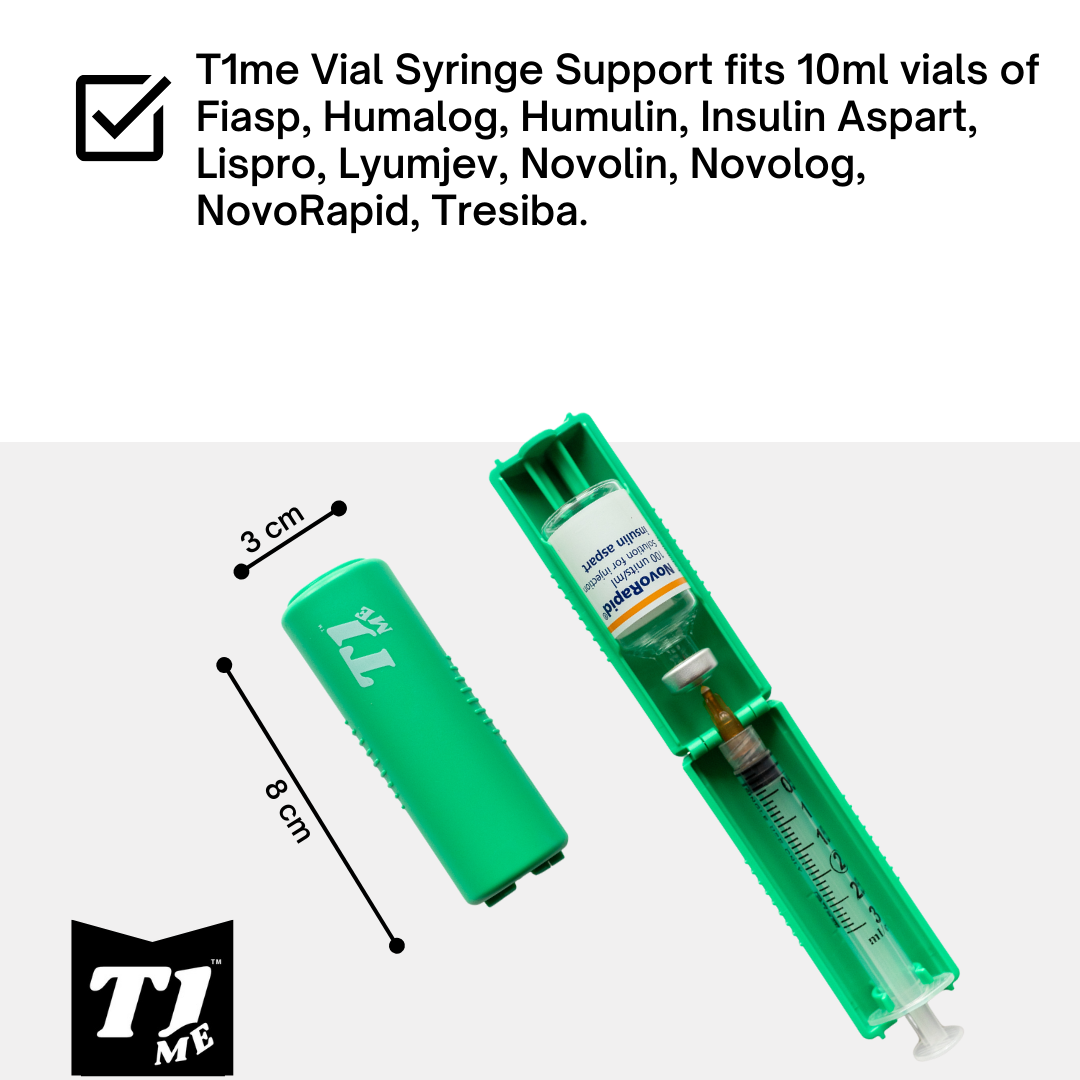 Tandem t:Slim T1me Vial Syringe Insulin Filling Support, Insulin Transfer Device for Type 1 Type 2 Diabetes, Bottle Protector Case, Vial Holder (Green)