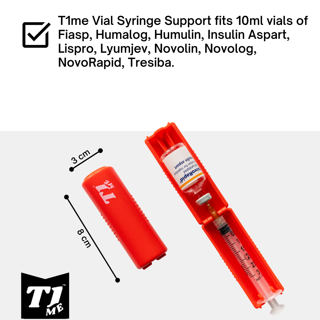 Tandem t:Slim T1me Vial Syringe Insulin Filling Support, Insulin Transfer Device for Type 1 Type 2 Diabetes, Bottle Protector Case, Vial Holder (Red)