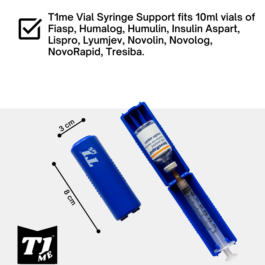 Tandem t:Slim T1me Vial Syringe Insulin Filling Support, Insulin Transfer Device for Type 1 Type 2 Diabetes, Bottle Protector Case, Vial Holder (Blue)