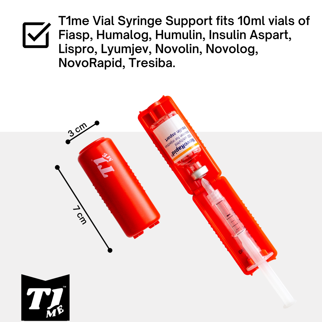 Omnipod T1me Vial Syringe Insulin Filling Support, Insulin transfer device for Type 1 Type 2 diabetes, Bottle Protector Case, Vial Holder (Red)