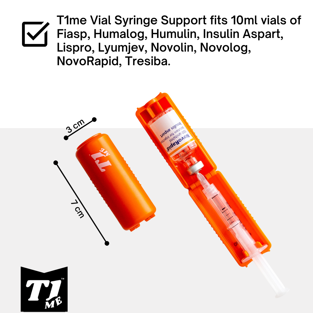 Omnipod T1me Vial Syringe Insulin Filling Support, Insulin transfer device for Type 1 Type 2 diabetes, Bottle Protector Case, Vial Holder (Orange)