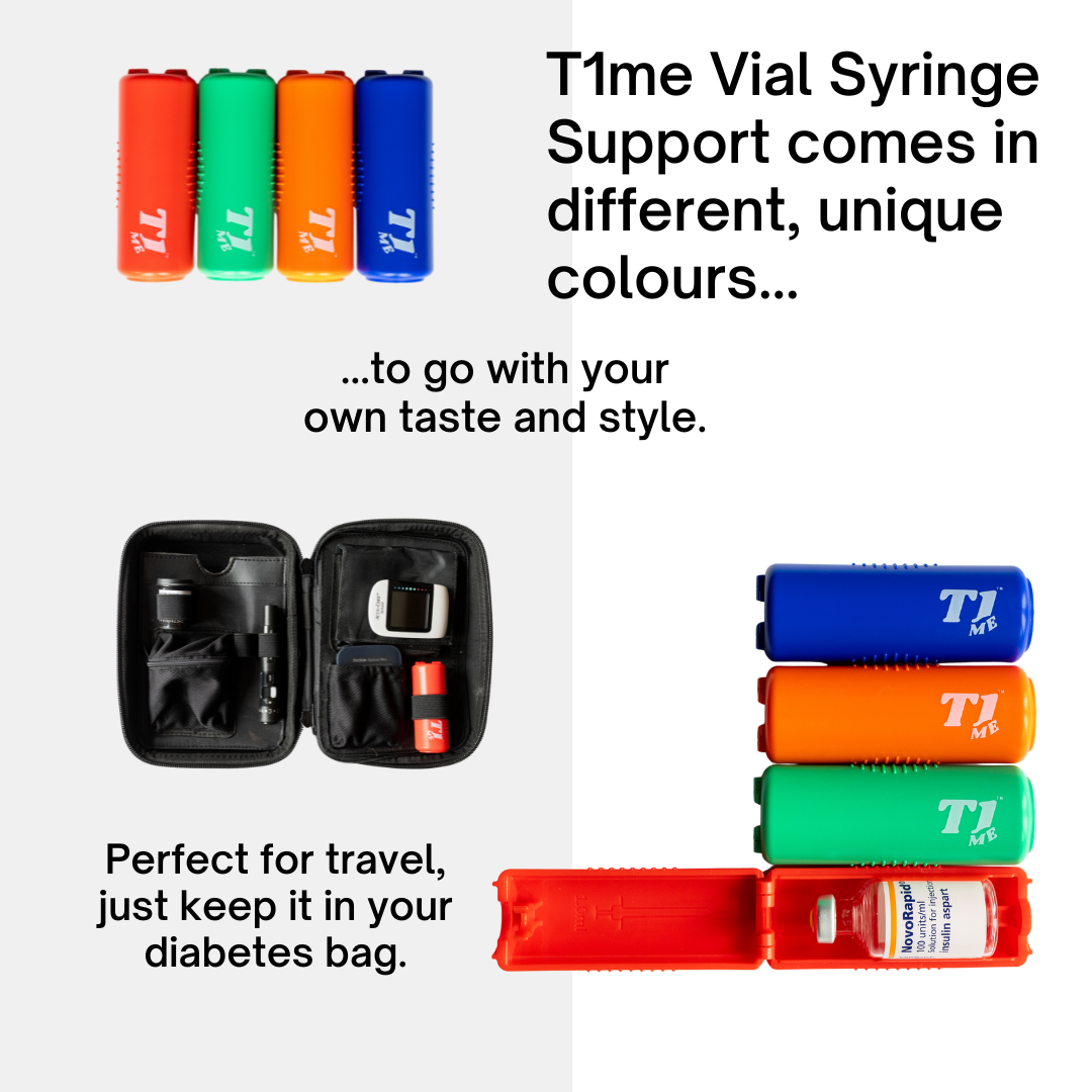 1ml U-100 disposable syringe T1me Vial Syringe Insulin Filling Support (BD Micro-Fine and other insulin syringe), Insulin transfer device for diabetes, Bottle Protector Case, Vial Holder (Red)