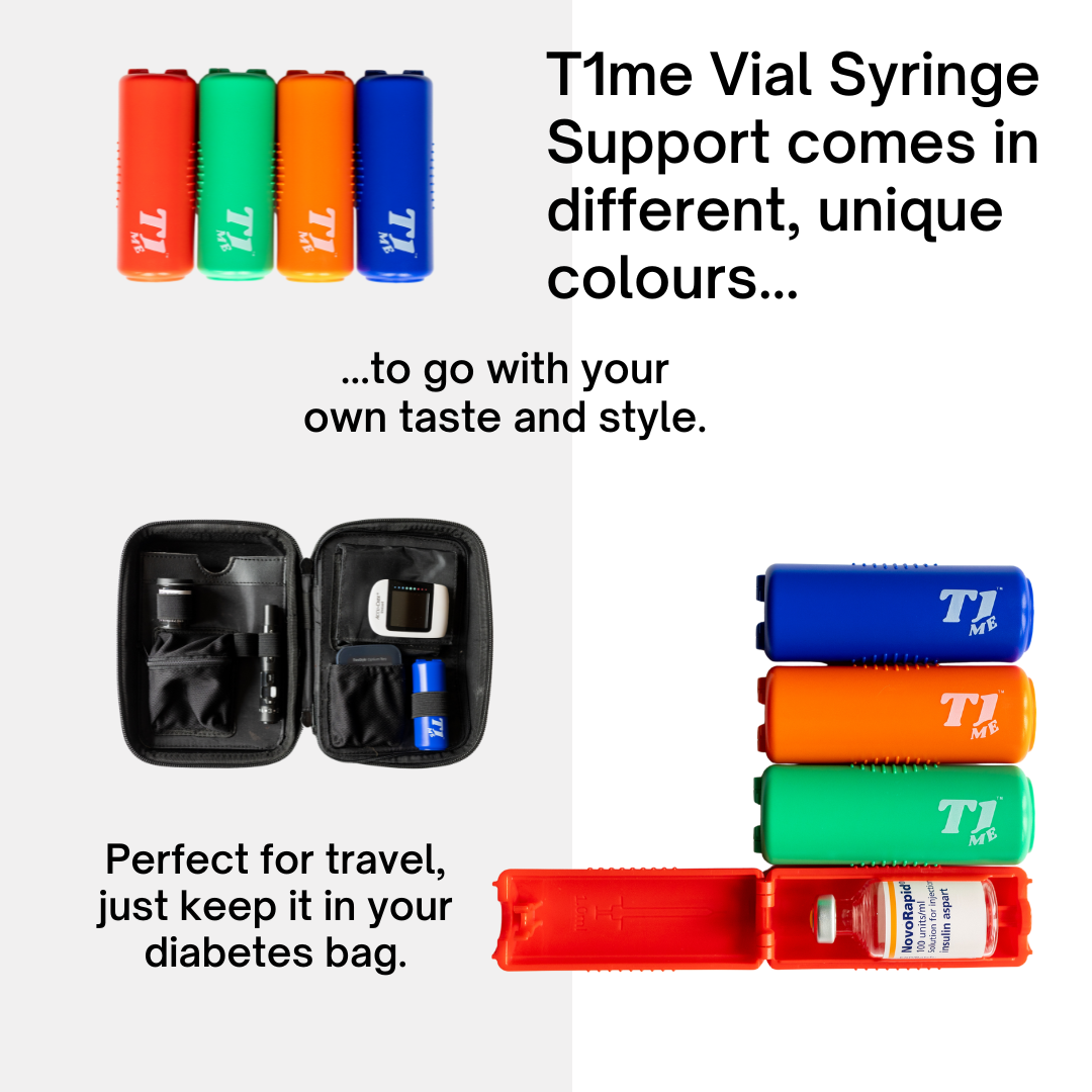 1ml U-100 disposable syringe T1me Vial Syringe Insulin Filling Support (BD Micro-Fine and other insulin syringe), Insulin transfer device for diabetes, Bottle Protector Case, Vial Holder (Blue)