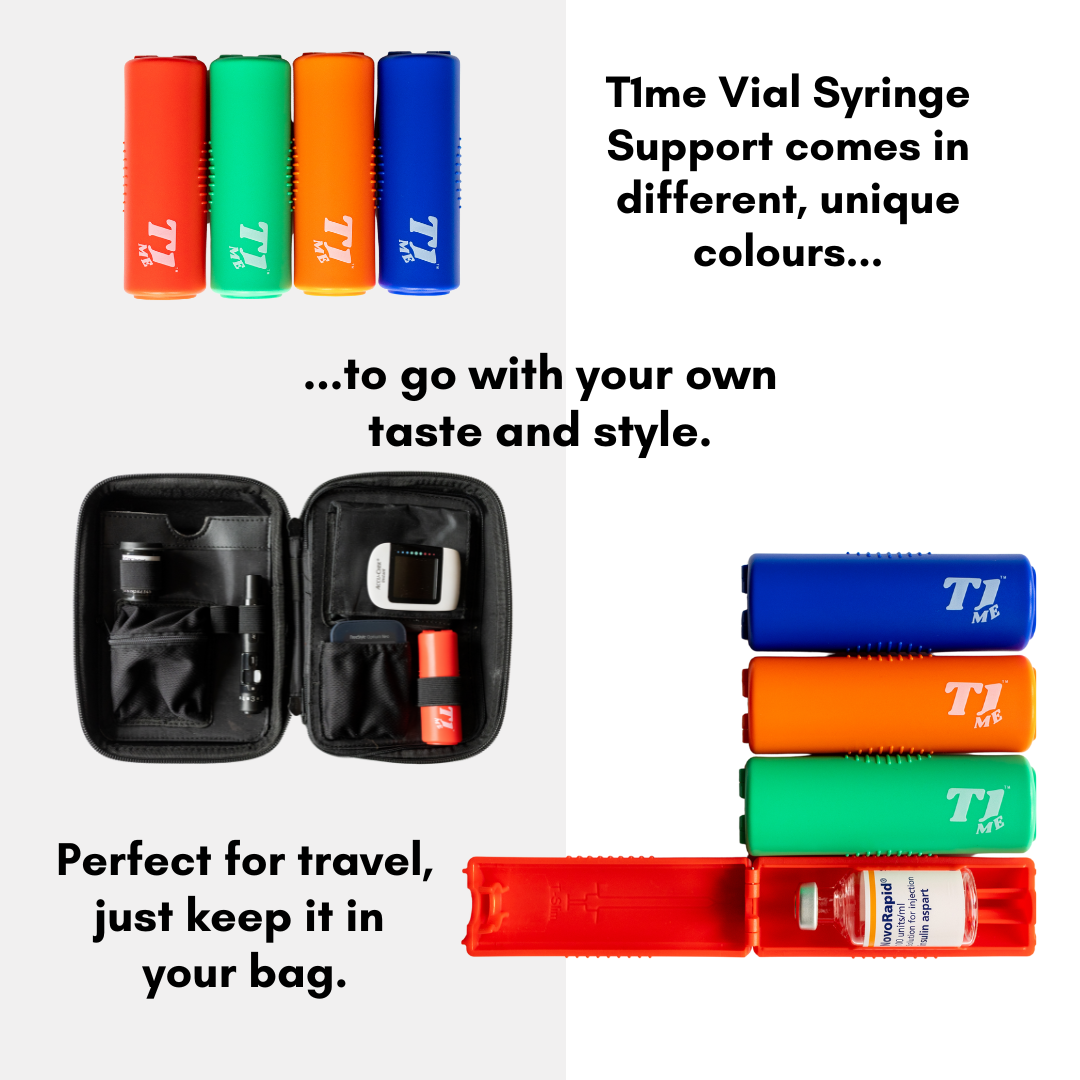 Tandem t:Slim T1me Vial Syringe Insulin Filling Support, Insulin Transfer Device for Type 1 Type 2 Diabetes, Bottle Protector Case, Vial Holder (Red)