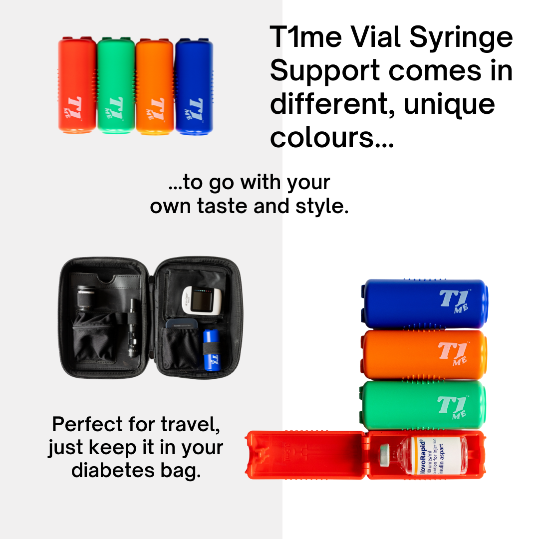 0.5ml U-100 disposable syringe T1me Vial Syringe Insulin Filling Support (BD Micro-Fine and other insulin syringe), Insulin transfer device for diabetes, Bottle Protector Case, Vial Holder (Blue)