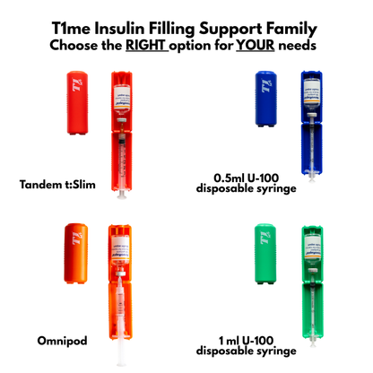Tandem t:Slim T1me Vial Syringe Insulin Filling Support, Insulin Transfer Device for Type 1 Type 2 Diabetes, Bottle Protector Case, Vial Holder (Orange)